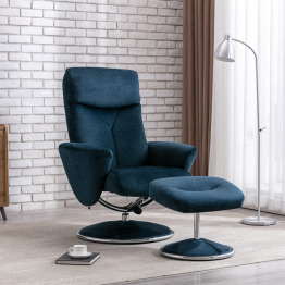 SC.Paddington Recliner Chair & Footstool in Deep Sea